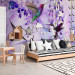 Photo Wallpaper Flying hummingbirds - flying birds motif among flowers in purple 108031 additionalThumb 5