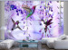 Photo Wallpaper Flying hummingbirds - flying birds motif among flowers in purple 108031