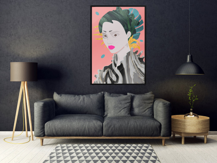 Poster Asian Style - abstraction with a woman's portrait on a salmon background 116931 additionalImage 5
