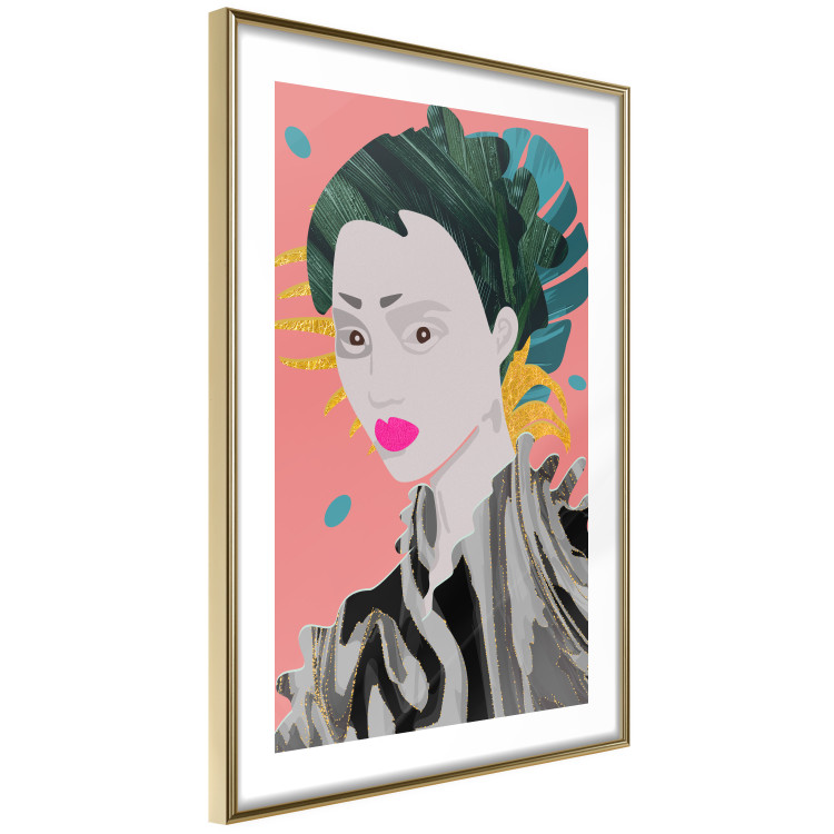 Poster Asian Style - abstraction with a woman's portrait on a salmon background 116931 additionalImage 6