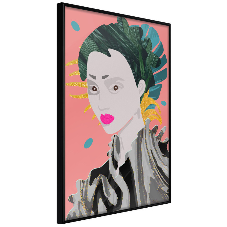 Poster Asian Style - abstraction with a woman's portrait on a salmon background 116931 additionalImage 10