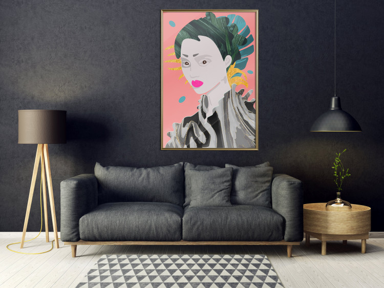 Poster Asian Style - abstraction with a woman's portrait on a salmon background 116931 additionalImage 7