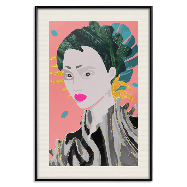 Poster Asian Style - abstraction with a woman's portrait on a salmon background 116931 additionalImage 18