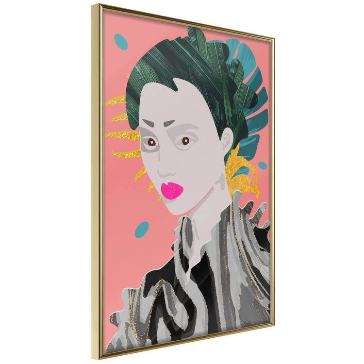 Poster Asian Style - abstraction with a woman's portrait on a salmon background 116931 additionalImage 14