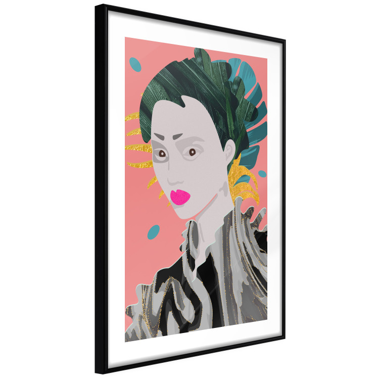Poster Asian Style - abstraction with a woman's portrait on a salmon background 116931 additionalImage 13