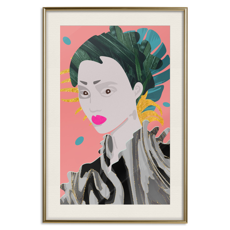 Poster Asian Style - abstraction with a woman's portrait on a salmon background 116931 additionalImage 19