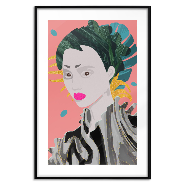 Poster Asian Style - abstraction with a woman's portrait on a salmon background 116931 additionalImage 17
