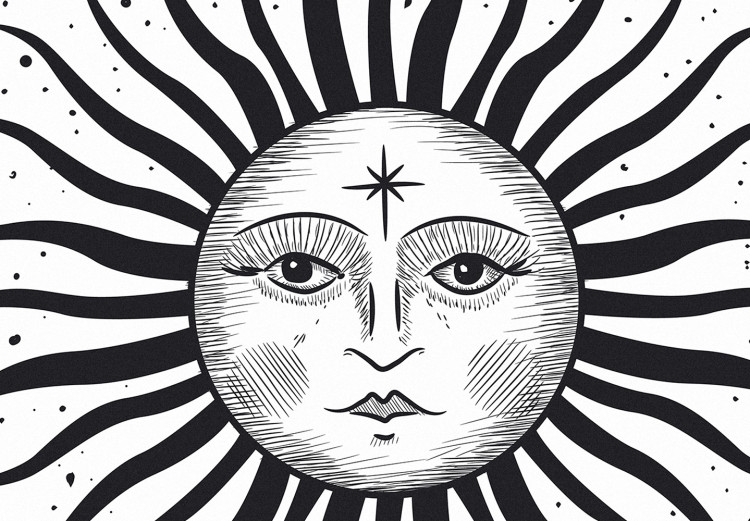 Poster Moon Phases - black and white composition with the sun with a human face 117031 additionalImage 9