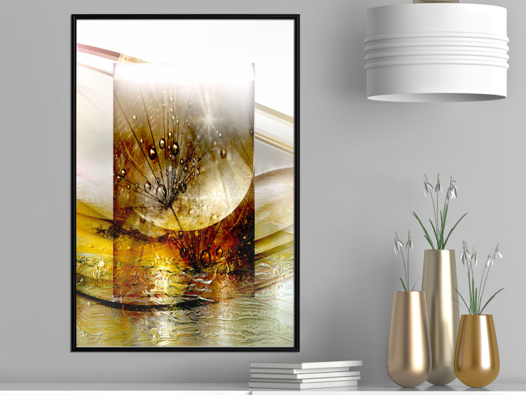 Poster Thought - geometric abstraction with dandelions in golden shades 118331 additionalImage 14