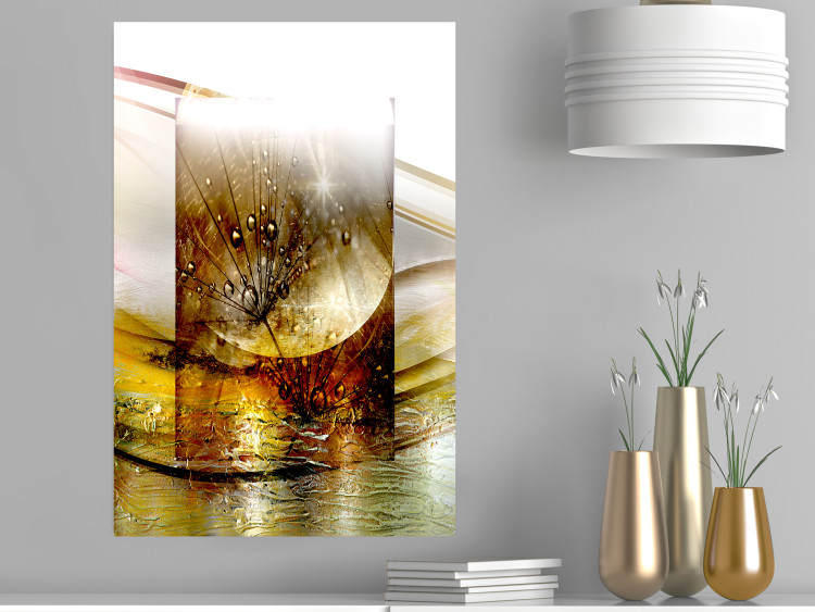 Poster Thought - geometric abstraction with dandelions in golden shades 118331 additionalImage 17