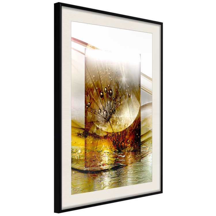 Poster Thought - geometric abstraction with dandelions in golden shades 118331 additionalImage 2