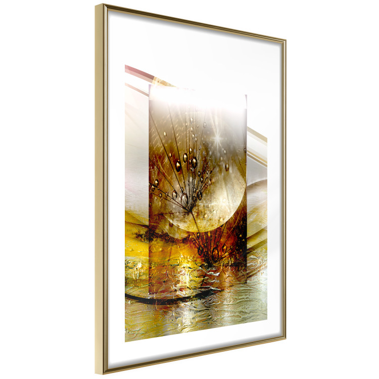 Poster Thought - geometric abstraction with dandelions in golden shades 118331 additionalImage 4