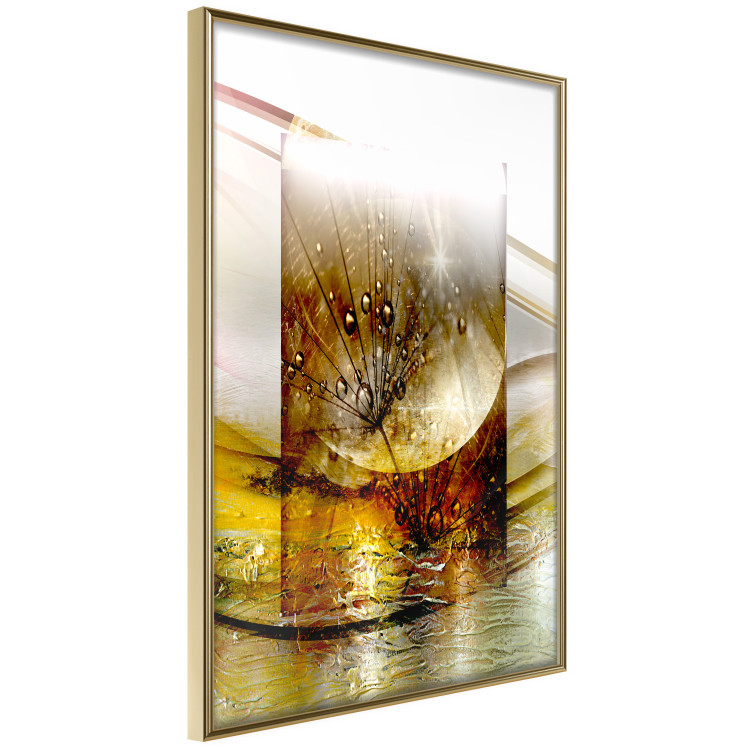 Poster Thought - geometric abstraction with dandelions in golden shades 118331 additionalImage 10