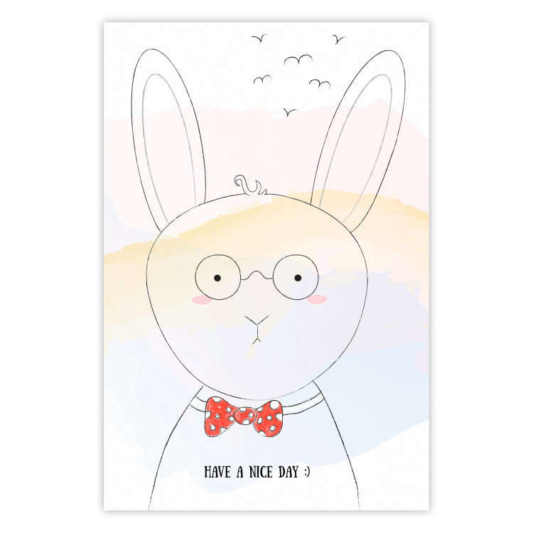Poster Greetings from Rabbit - animal with glasses and English texts 122931