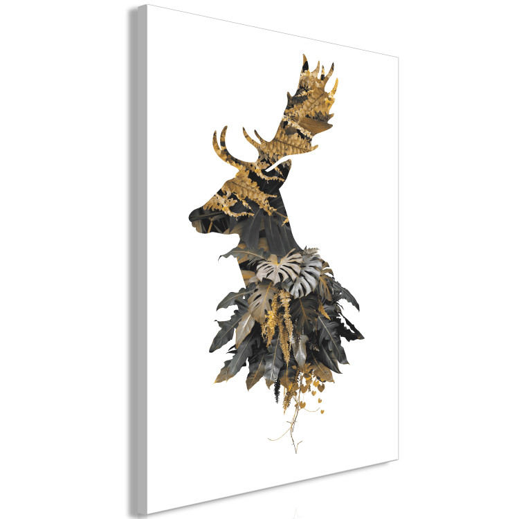 Canvas Print Forest Animal Portrait (1-part) - Deer Silhouette in Leaves 123031 additionalImage 2