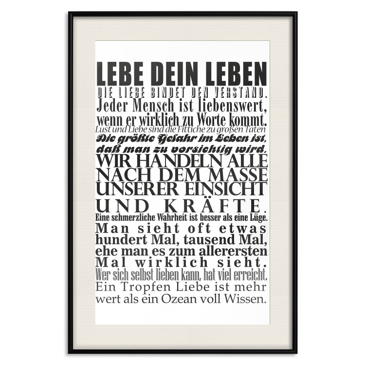 Poster Lebe dein Leben - black German text in the form of a quote 123131 additionalImage 16