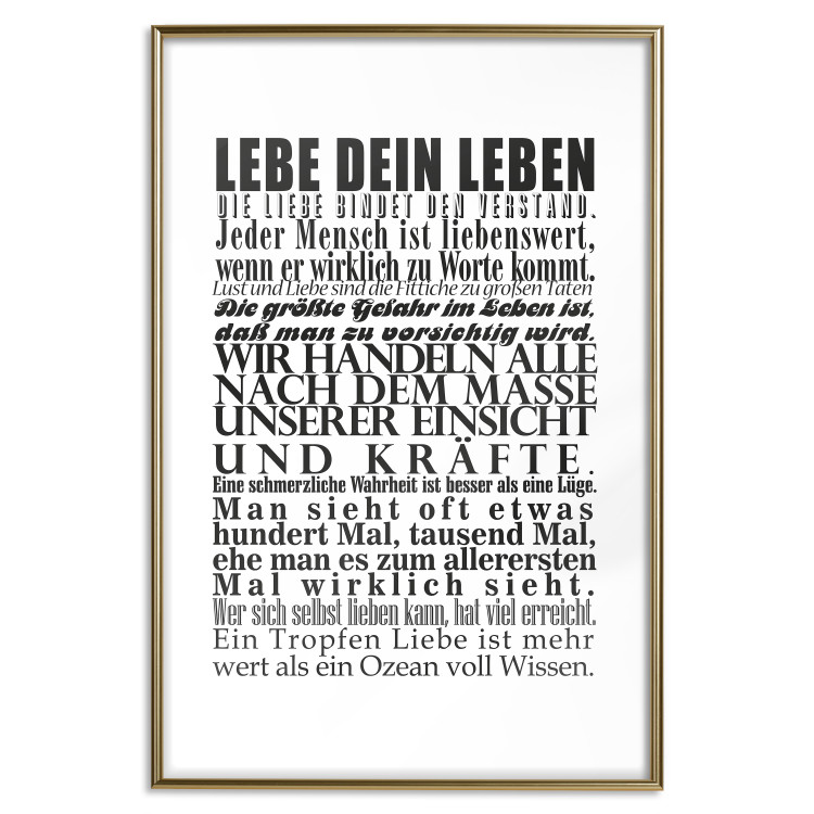 Poster Lebe dein Leben - black German text in the form of a quote 123131 additionalImage 17