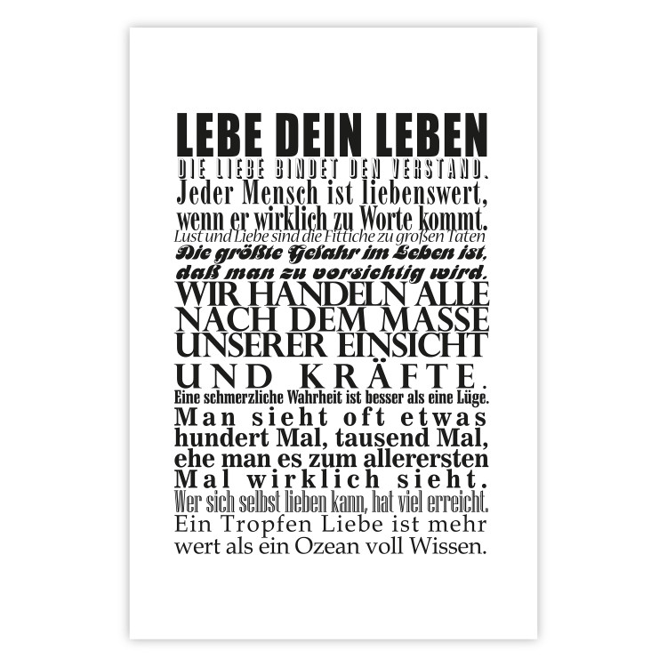 Poster Lebe dein Leben - black German text in the form of a quote 123131 additionalImage 26