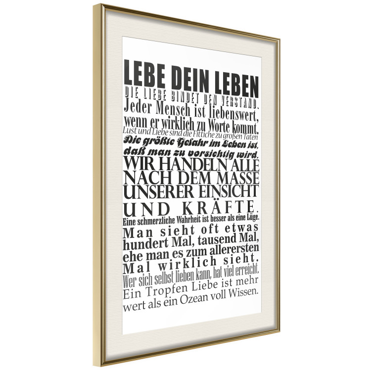 Poster Lebe dein Leben - black German text in the form of a quote 123131 additionalImage 3