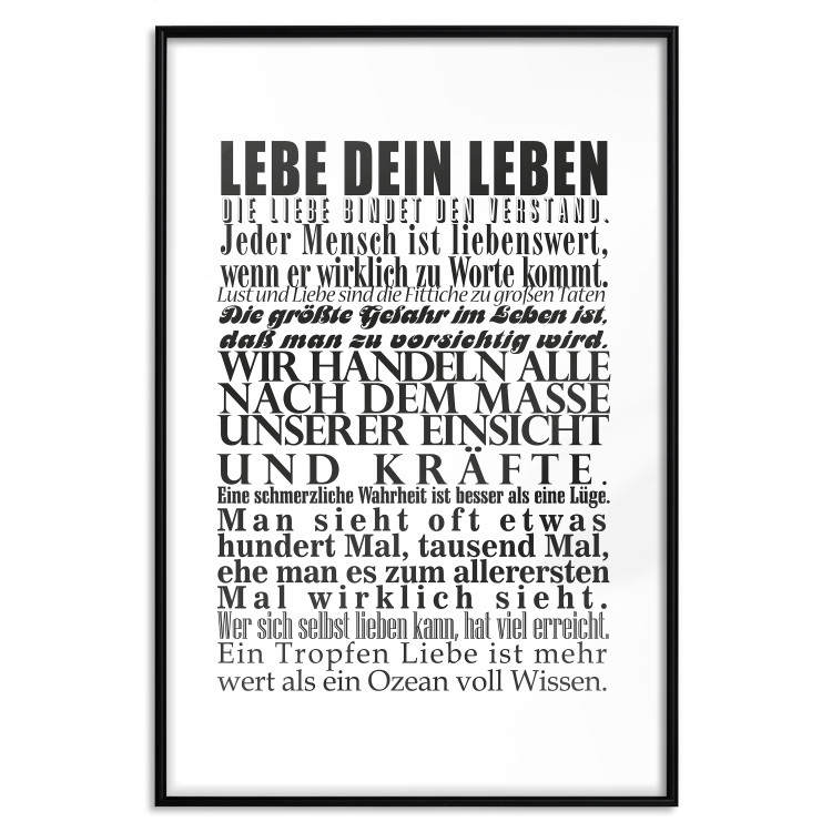 Poster Lebe dein Leben - black German text in the form of a quote 123131 additionalImage 18