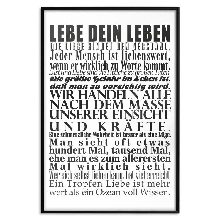 Poster Lebe dein Leben - black German text in the form of a quote 123131 additionalImage 25