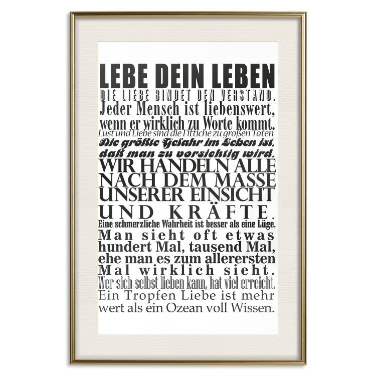 Poster Lebe dein Leben - black German text in the form of a quote 123131 additionalImage 19