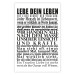Poster Lebe dein Leben - black German text in the form of a quote 123131