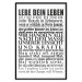 Poster Lebe dein Leben - black German text in the form of a quote 123131 additionalThumb 25