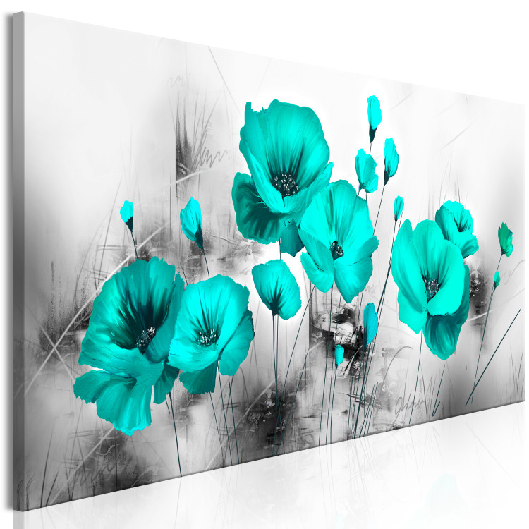 Canvas Art Print Emerald Poppies (1 Part) Narrow 123431 additionalImage 2