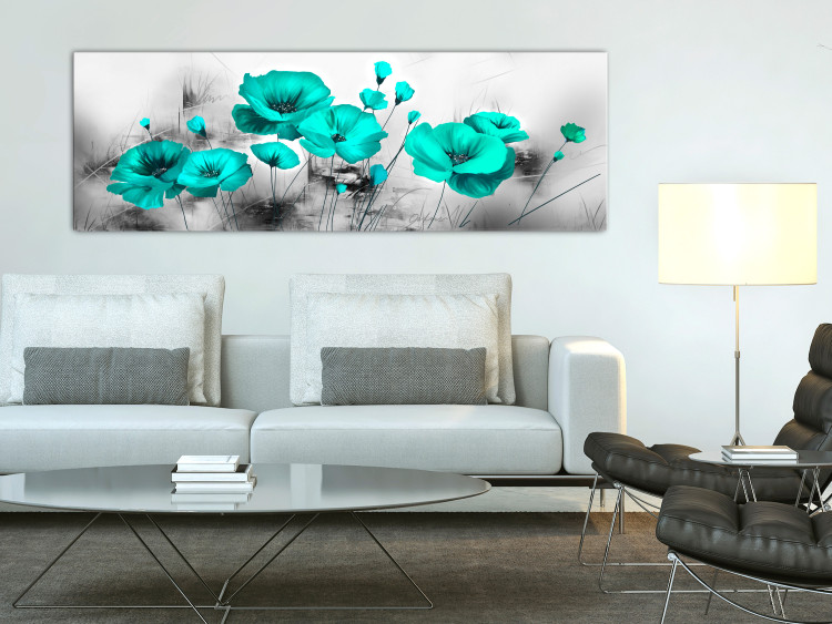 Canvas Art Print Emerald Poppies (1 Part) Narrow 123431 additionalImage 3