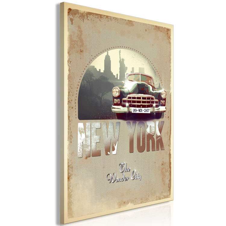 Canvas Print A car from New York - retro-style graphic with the Statue of Liberty 123631 additionalImage 2
