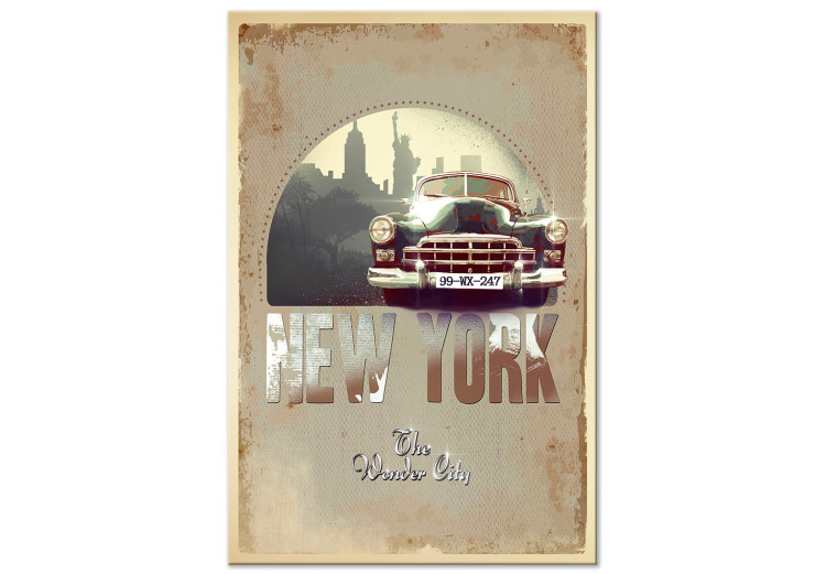 Canvas Print A car from New York - retro-style graphic with the Statue of Liberty 123631