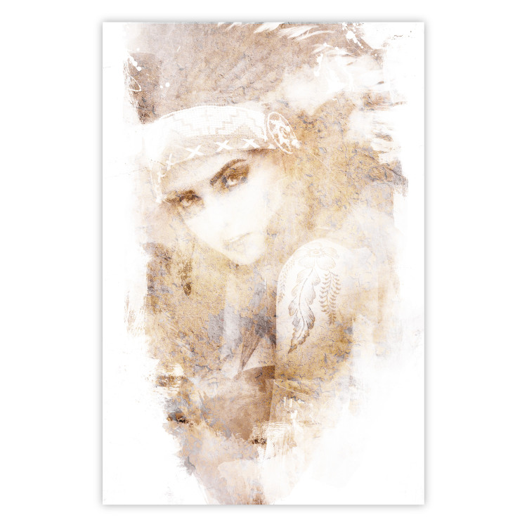 Poster Ethnic Gaze (Beige) - portrait of an ethnic woman 125231