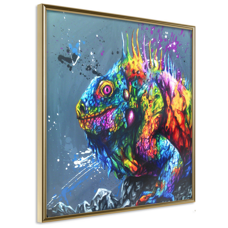 Poster Colorful Iguana - abstract animal on a background of a blue ocean 127031 additionalImage 12