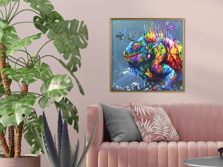 Poster Colorful Iguana - abstract animal on a background of a blue ocean 127031 additionalImage 7