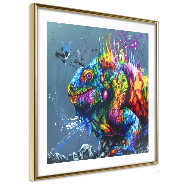 Poster Colorful Iguana - abstract animal on a background of a blue ocean 127031 additionalImage 9
