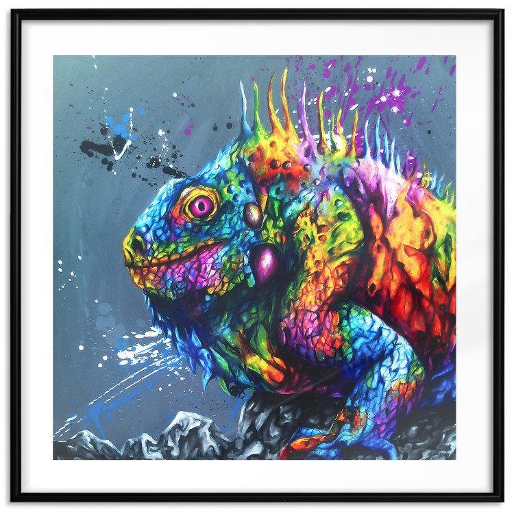 Poster Colorful Iguana - abstract animal on a background of a blue ocean 127031 additionalImage 17