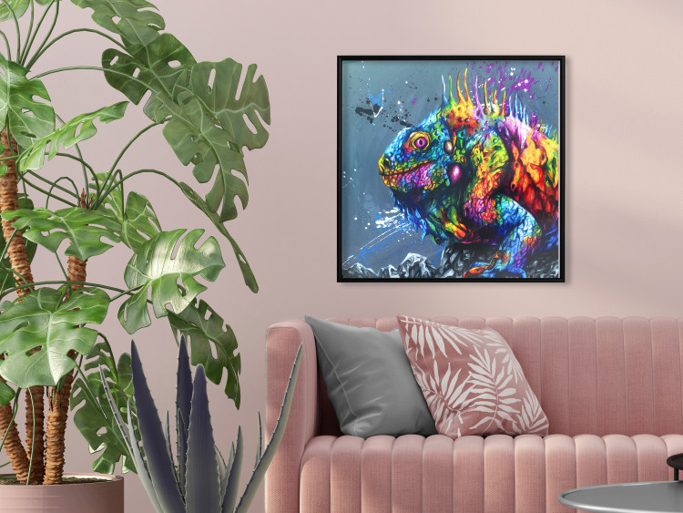 Poster Colorful Iguana - abstract animal on a background of a blue ocean 127031 additionalImage 4