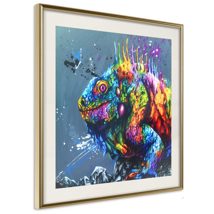 Poster Colorful Iguana - abstract animal on a background of a blue ocean 127031 additionalImage 3