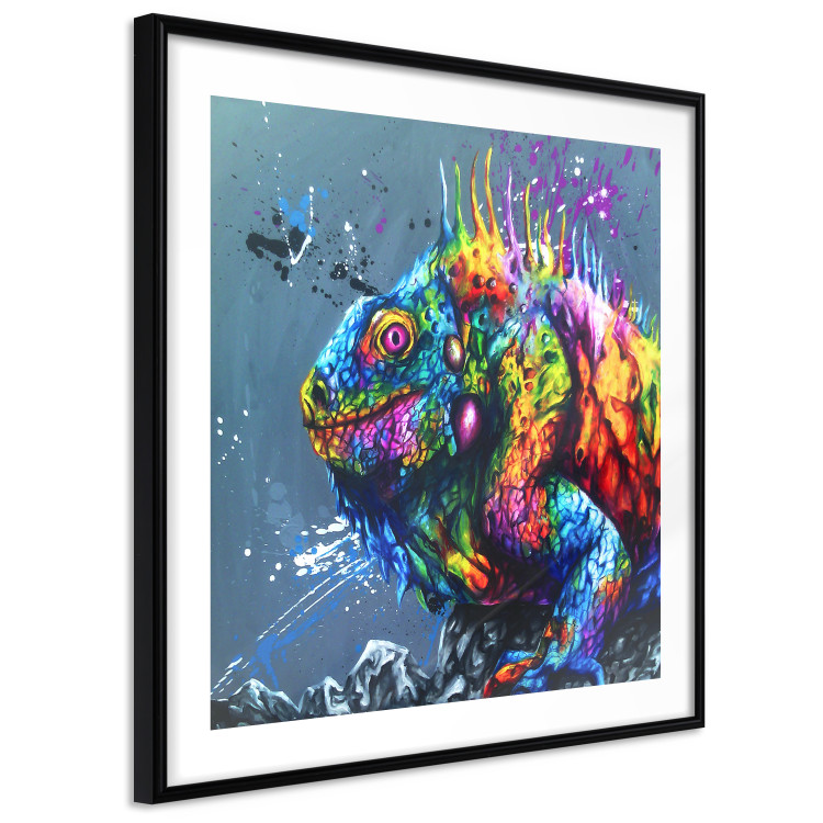 Poster Colorful Iguana - abstract animal on a background of a blue ocean 127031 additionalImage 8