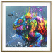 Poster Colorful Iguana - abstract animal on a background of a blue ocean 127031 additionalThumb 14