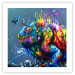 Poster Colorful Iguana - abstract animal on a background of a blue ocean 127031 additionalThumb 25