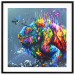 Poster Colorful Iguana - abstract animal on a background of a blue ocean 127031 additionalThumb 17