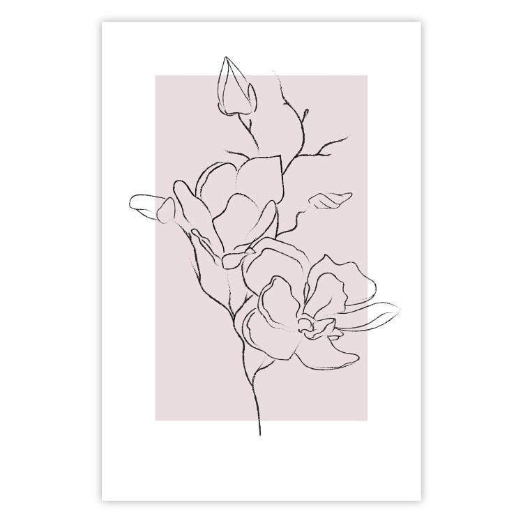 Poster Creamy Magnolia - abstract line art of magnolia flower on light background 127831
