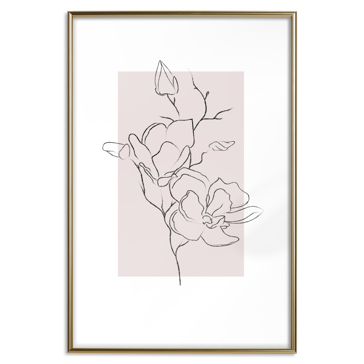 Poster Creamy Magnolia - abstract line art of magnolia flower on light background 127831 additionalImage 19