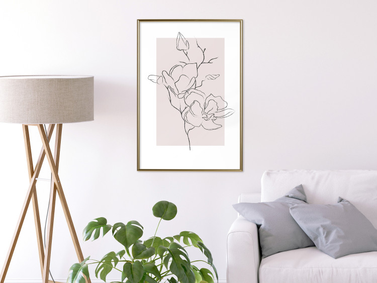 Poster Creamy Magnolia - abstract line art of magnolia flower on light background 127831 additionalImage 7
