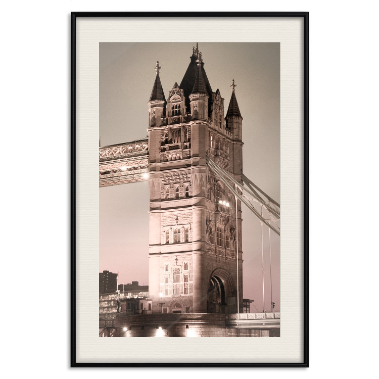 Poster London Bridge - night architecture of a glowing bridge in sepia colors 128631 additionalImage 18