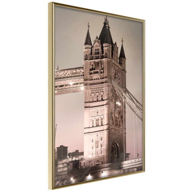 Poster London Bridge - night architecture of a glowing bridge in sepia colors 128631 additionalImage 14