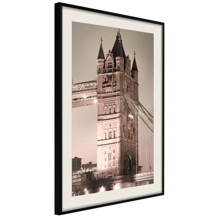 Poster London Bridge - night architecture of a glowing bridge in sepia colors 128631 additionalImage 3