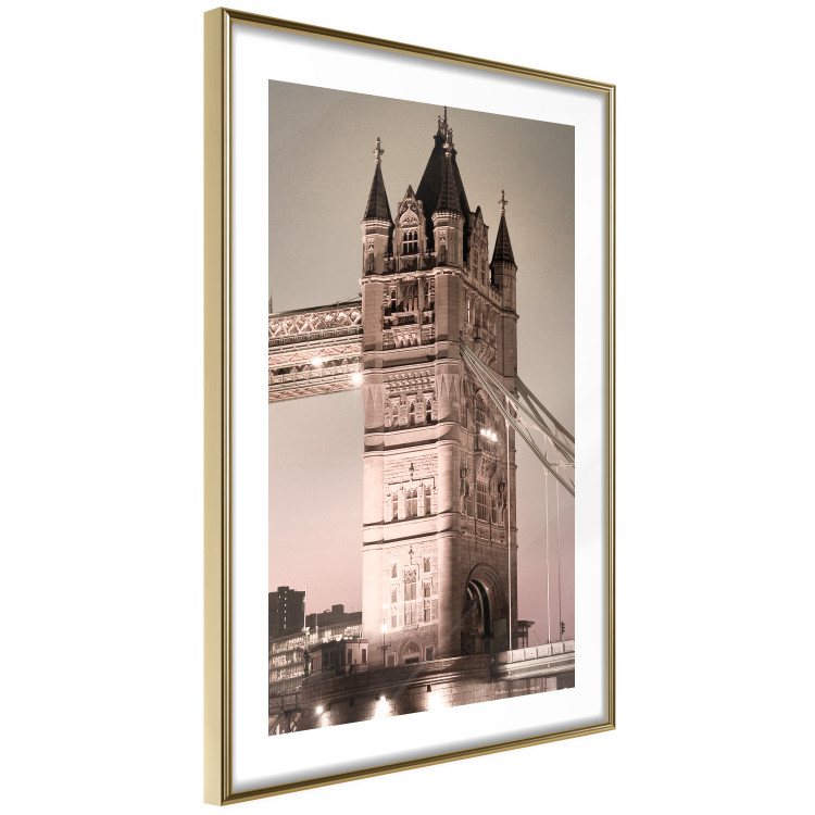 Poster London Bridge - night architecture of a glowing bridge in sepia colors 128631 additionalImage 8